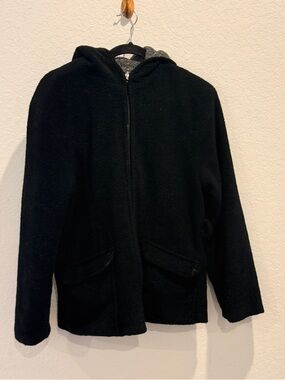 Sandro Black Zip-Up Hooded Fleece